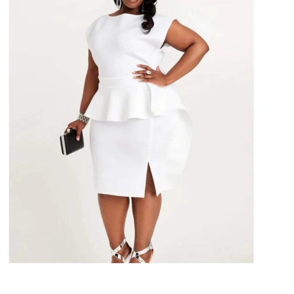 new ashley stewart neoprene bodycon peplum sheath dress 16 26